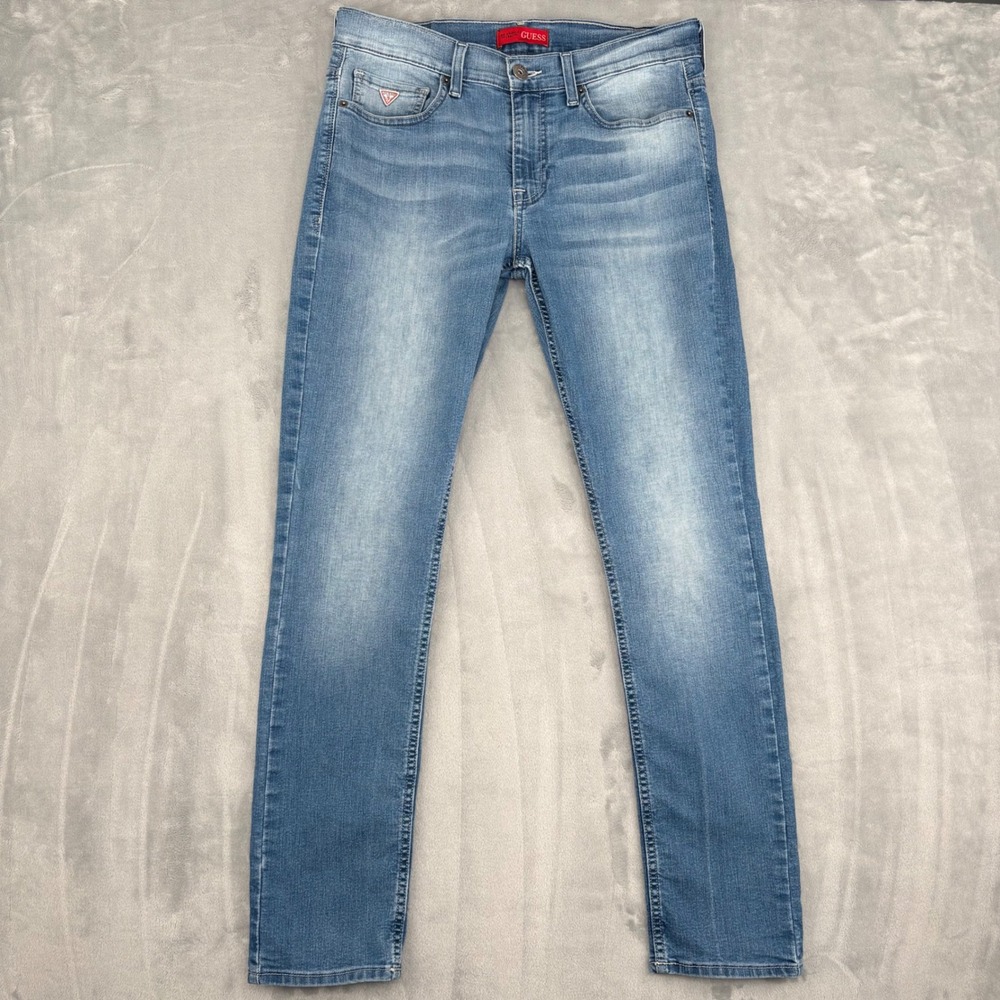 Guess Los‎ Angeles Mens Skinny Jeans Medium Wash Blue Denim 32x32 (Fits 32x31)